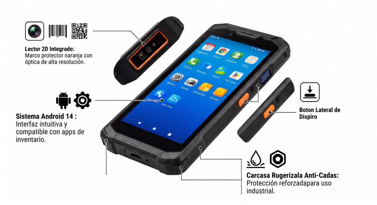 Especificaciones de la PDA Iris: lector 2D, Android 14 y carcasa reforzada